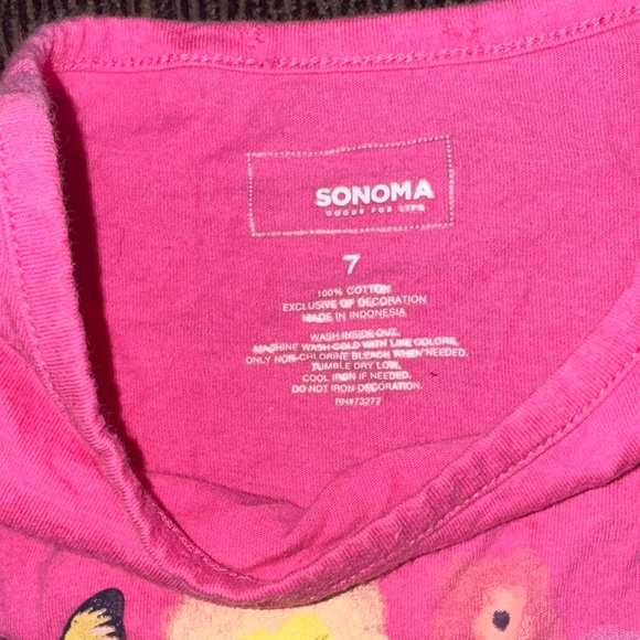 2 Shirts! Cat & Jack Blue shirt 6x size and Sonoma Pink Graphic Tee 7. - Picture 4 of 11